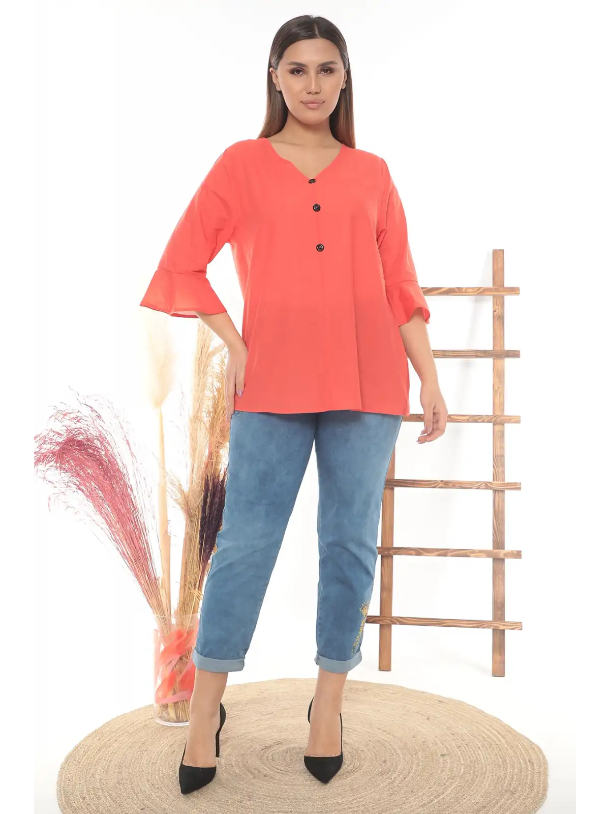 %100 Cotton Büyük Beden Bluz