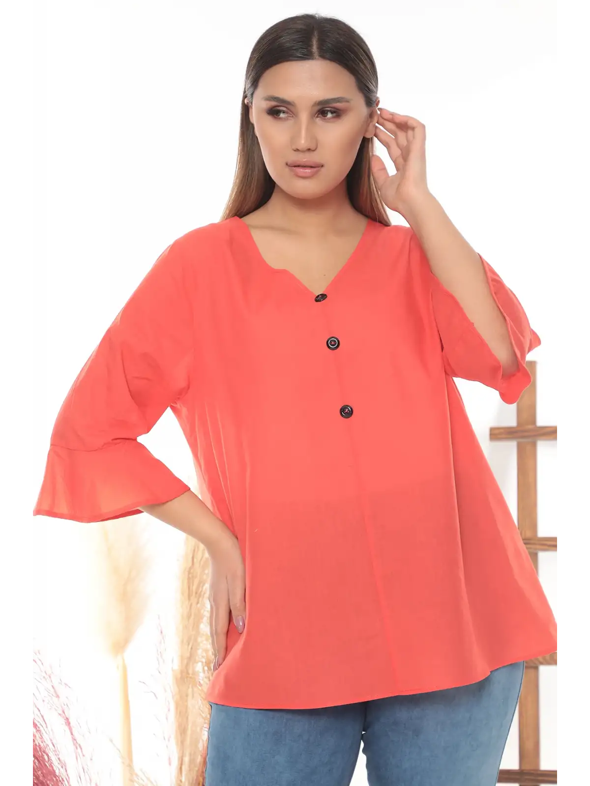 %100 Cotton Büyük Beden Bluz