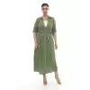 Büyük Beden Kadın Astarlı Müslin Kumaş Düğmeli Cepli Uzun Etek