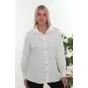 Büyük Beden Kadın Çizgili Uzun Kollu Gömlek - Rahat Kesim Şık Tasarım