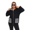 Büyük Beden Kapüşonlu Fermuarlı Sweatshirt Hırka | 44-58 Beden