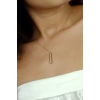 Asil 14 Ayar Taşlı Oval Çubuk Altın Kolye KLY1018