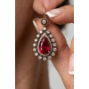 0.77 Ct. Kırmızı Taşlı Elmas Küpe