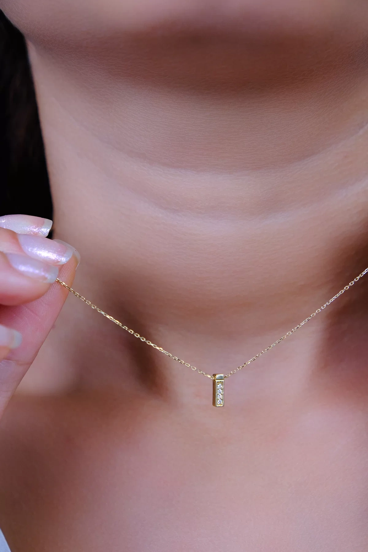 Asil 14 Ayar Taşlı Çubuk Altın Kolye KLY1912