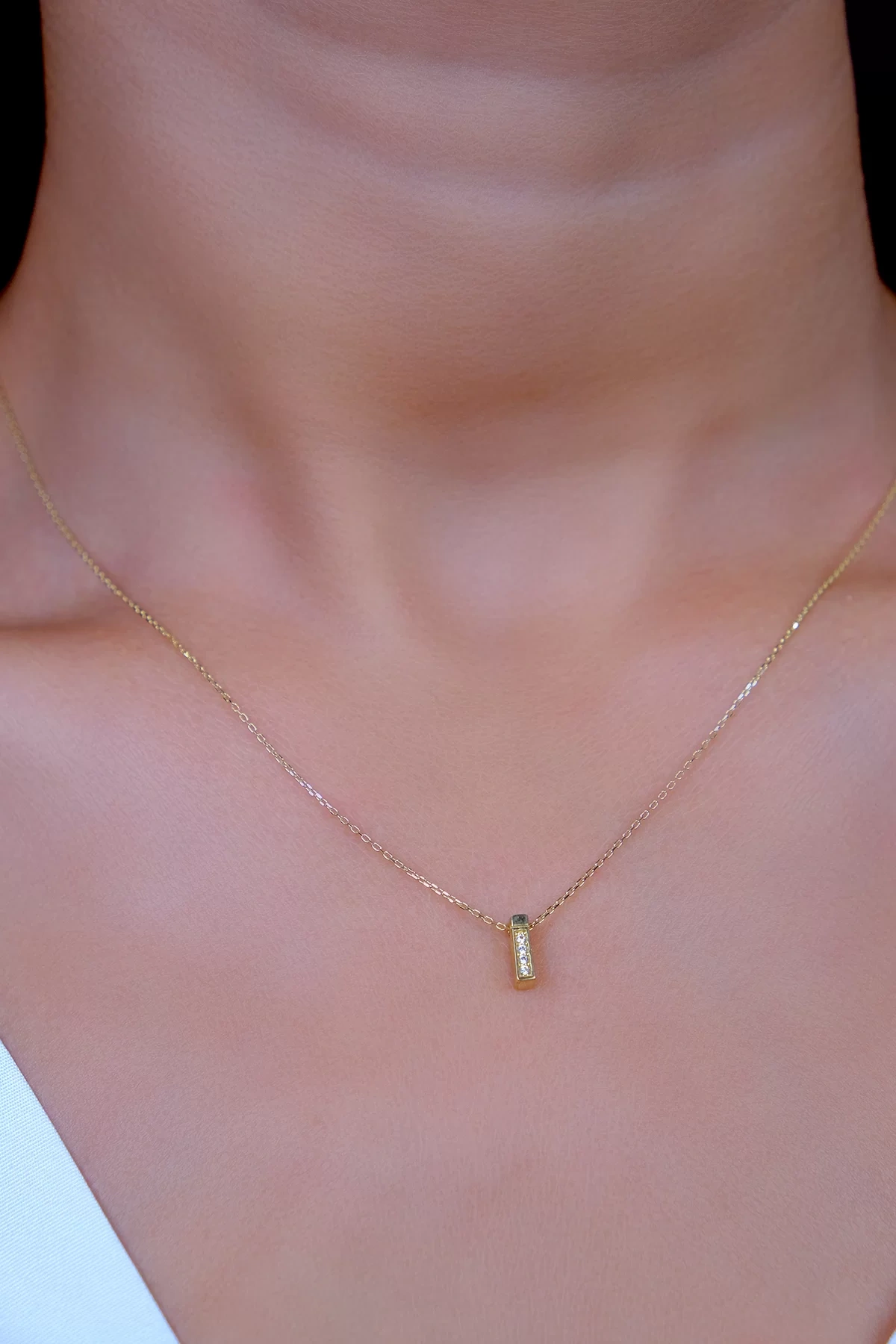 Asil 14 Ayar Taşlı Çubuk Altın Kolye KLY1912