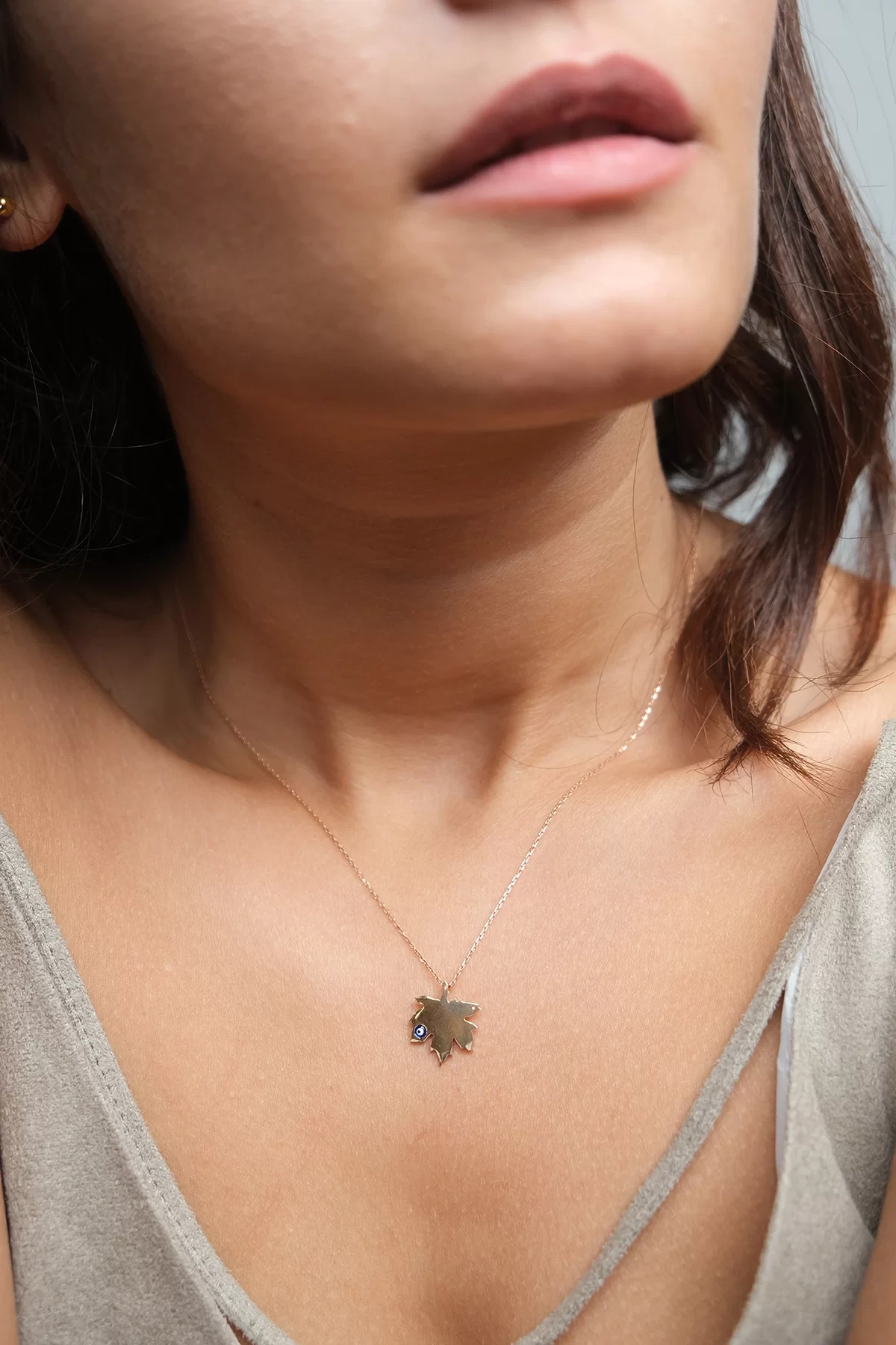 Asil 14 Ayar Çınar Yapraklı Altın Kolye KLY1181