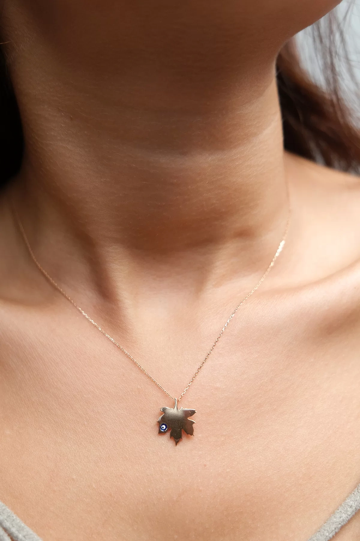 Asil 14 Ayar Çınar Yapraklı Altın Kolye KLY1181