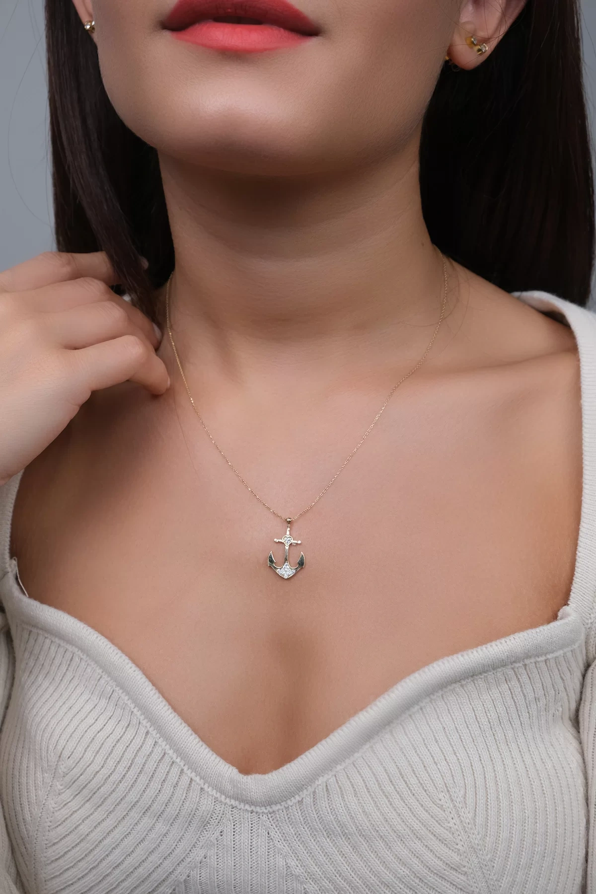 Asil 14 Ayar Denizci Çapası Altın Kolye KLY2526