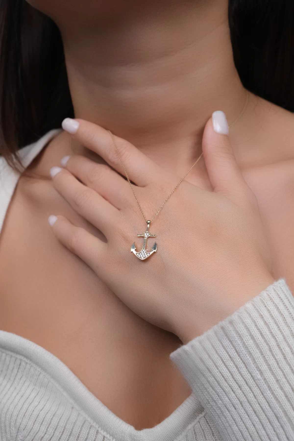 Asil 14 Ayar Denizci Çapası Altın Kolye KLY2526