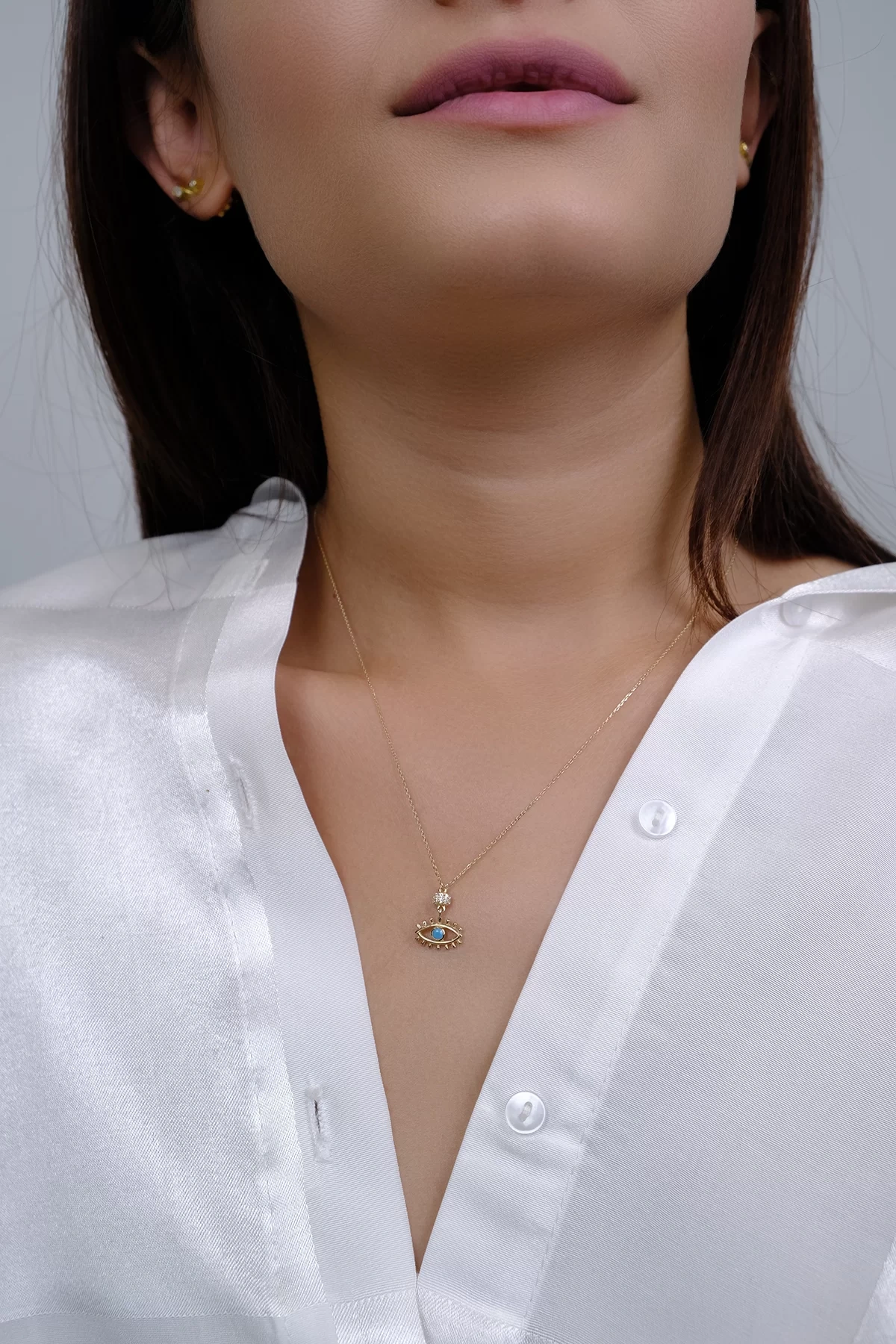 Asil 14 Ayar Göz Altın Kolye KLY2582