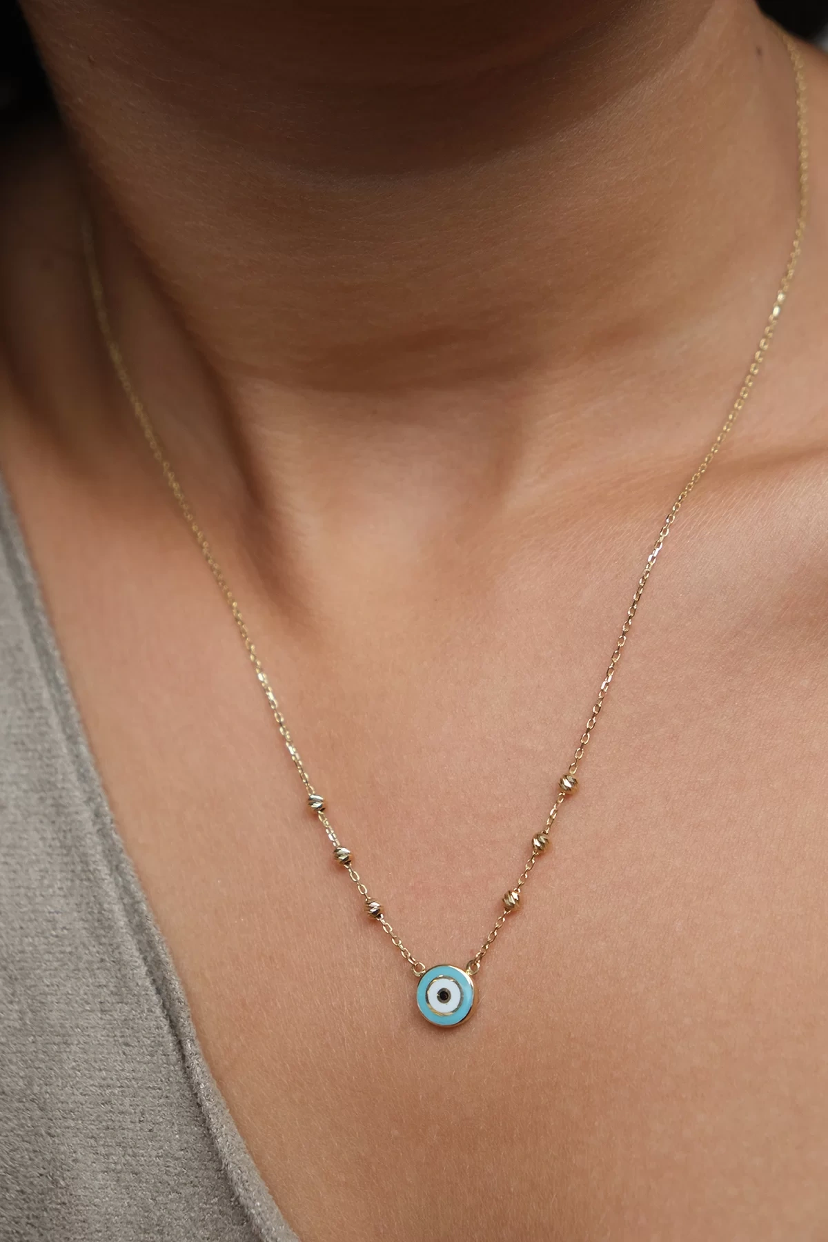 Asil 14 Ayar Dorika Nazar Boncuk Altın Kolye KLY2278