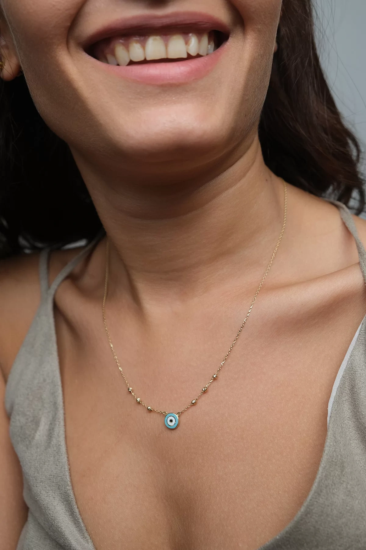 Asil 14 Ayar Dorika Nazar Boncuk Altın Kolye KLY2278