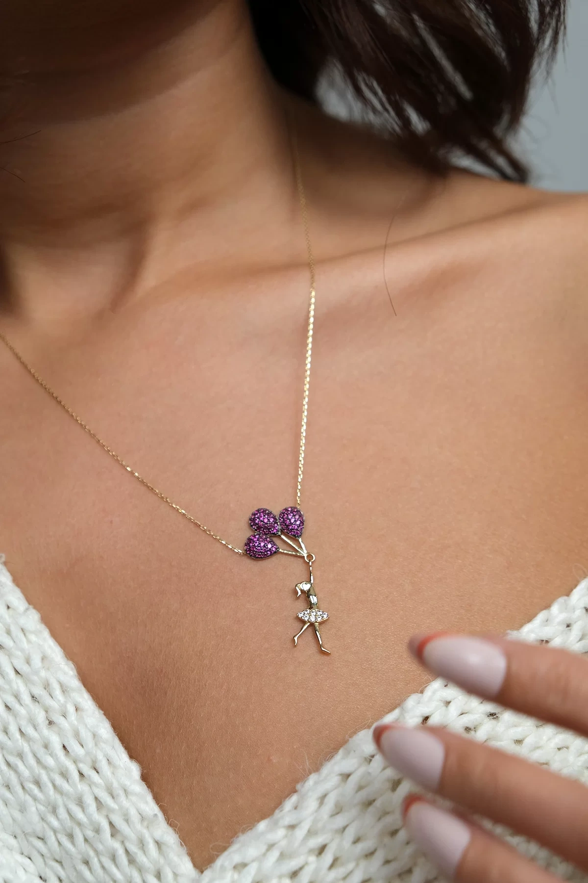 Asil 14 Ayar Balonlu Kız Altın Kolye KLY1783