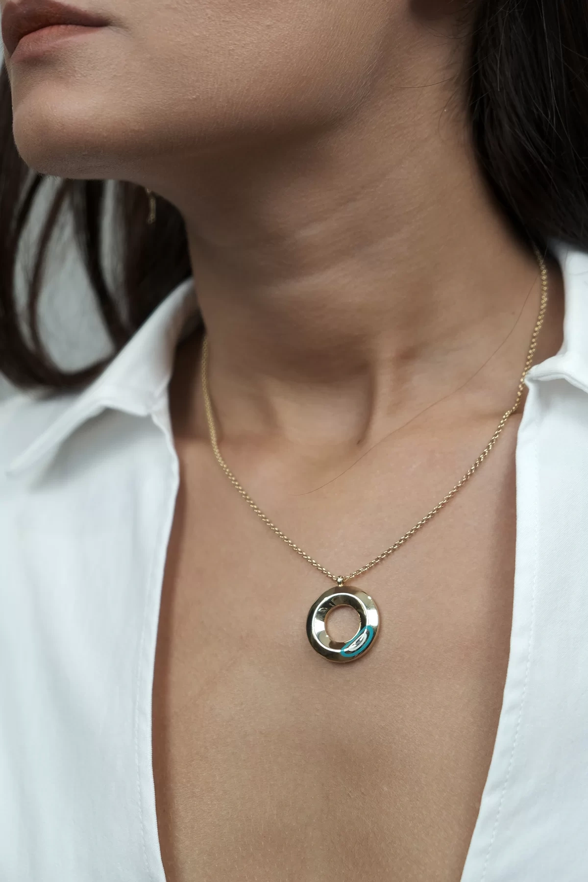 Asil 14 Ayar Mineli Halka Altın Kolye KLY2391