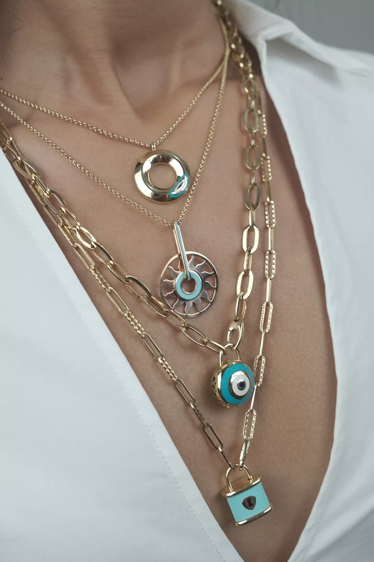 Asil 14 Ayar Mineli Halka Altın Kolye KLY2391