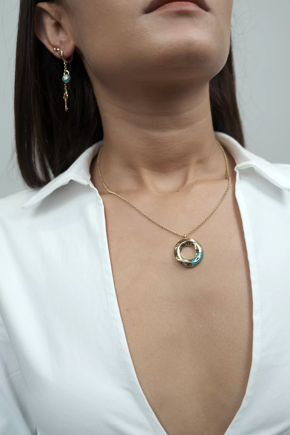 Asil 14 Ayar Mineli Halka Altın Kolye KLY2391