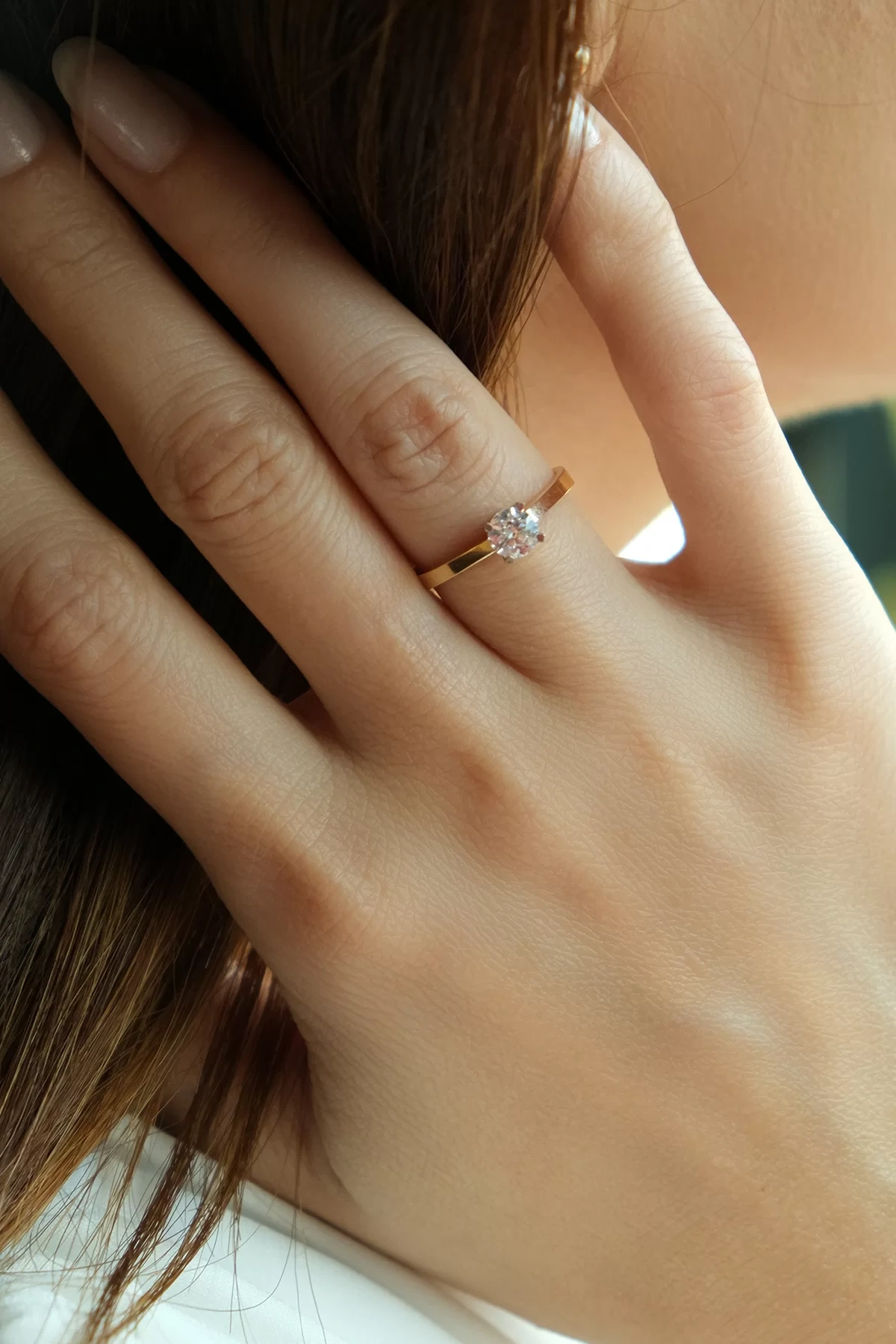 Asil 14 Ayar Tektaş Sarı Altın Yüzük YZK1177