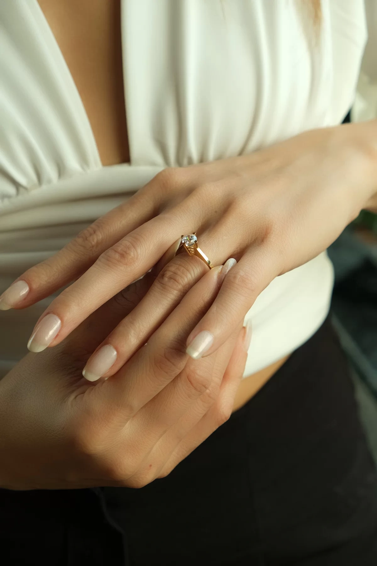 Asil 14 Ayar Tektaş Altın Yüzük YZK1414