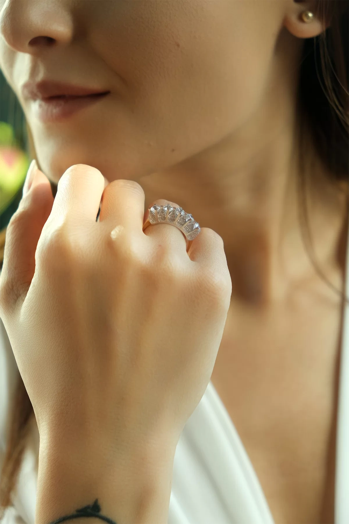 Asil 14 Ayar Beştaş Altın Yüzük YZK1267