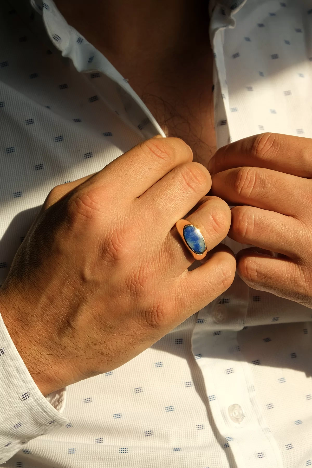 Asil 14 Ayar Lapis Taşlı Erkek Altın Yüzük YZK1891