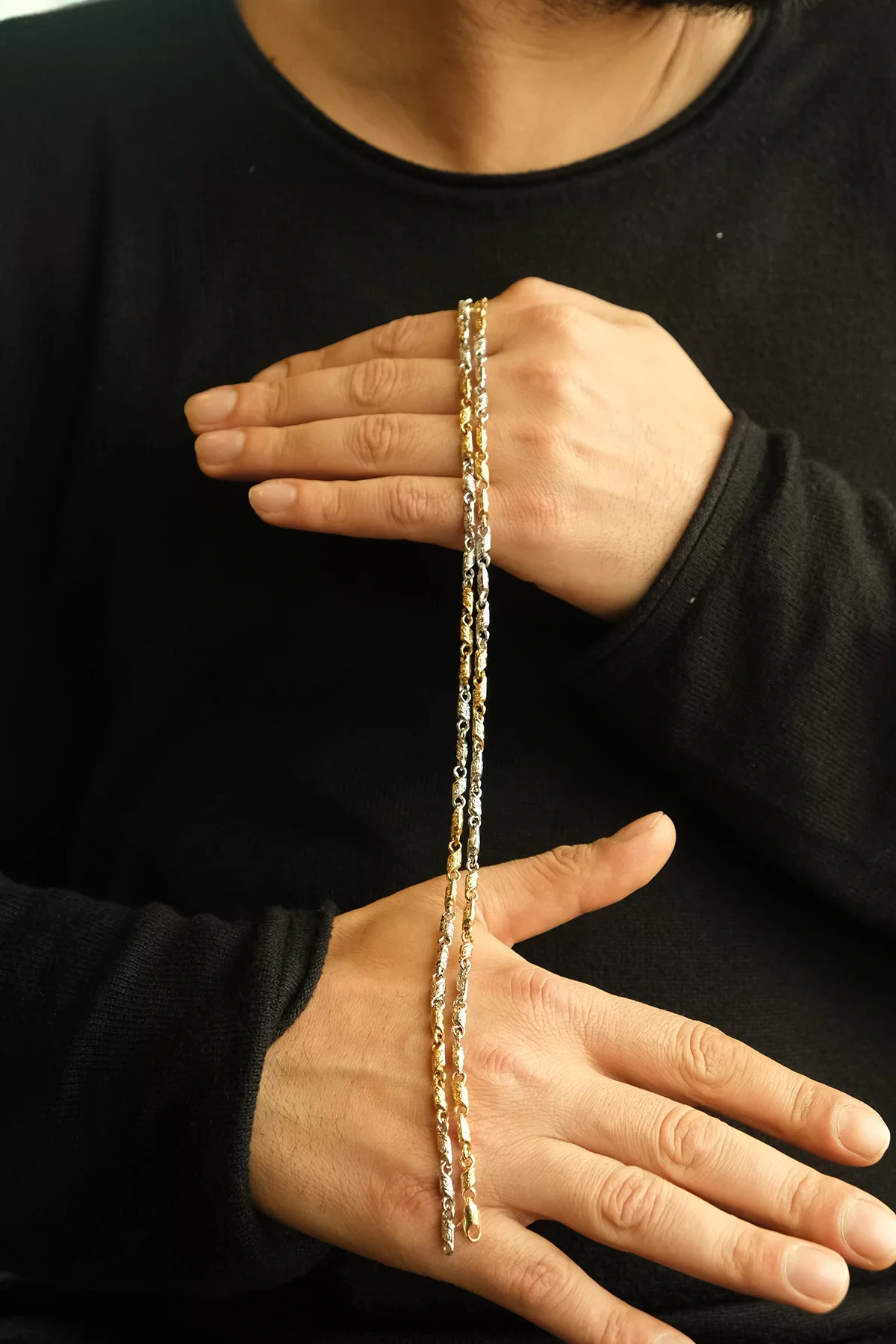 Asil 14 Ayar Gold Beyaz Erkek Altın Zincir Kolye ZNC824