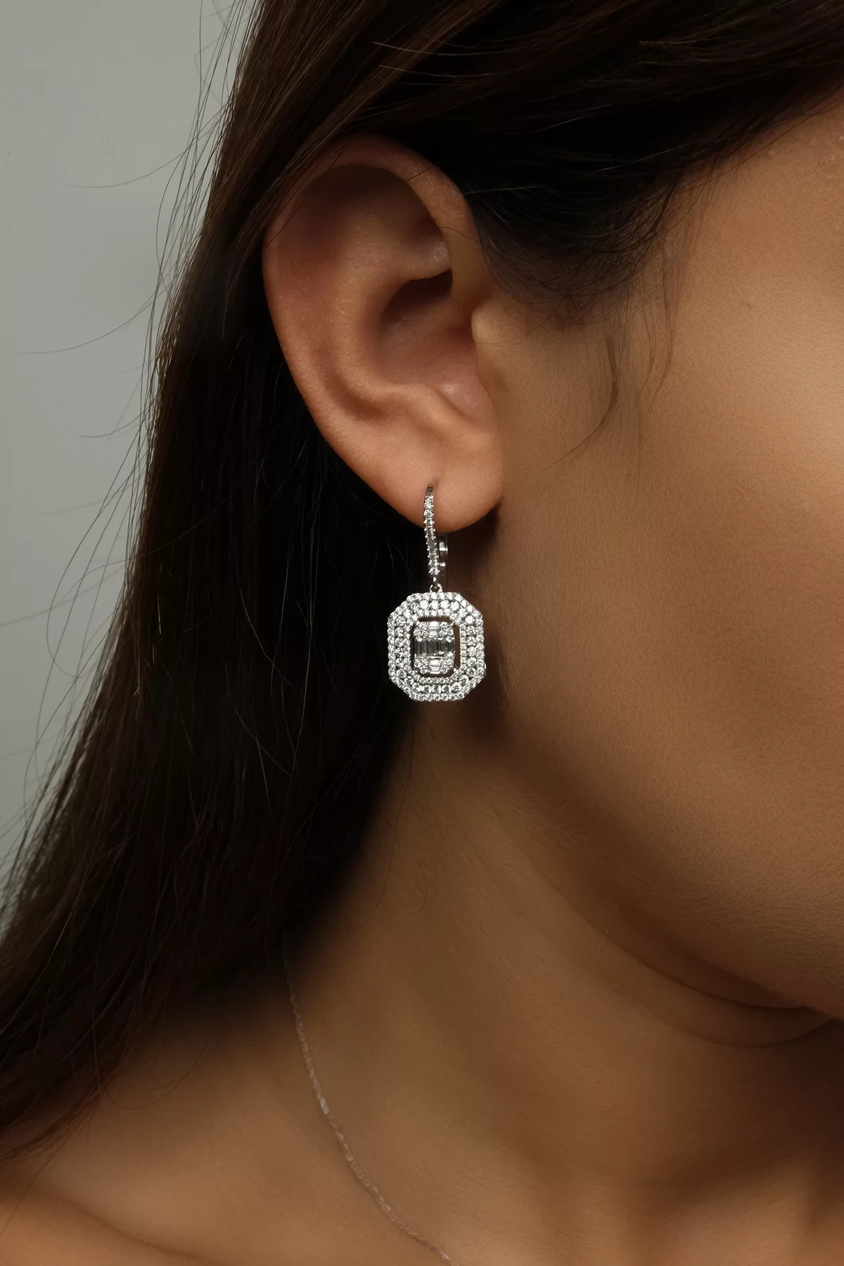 Asil Pırlanta Pave Baget Küpe PIR2369