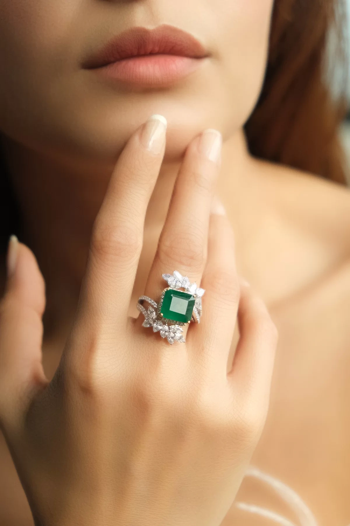 Asil Zümrüt Fantezi Pırlanta Yüzük PIR2431