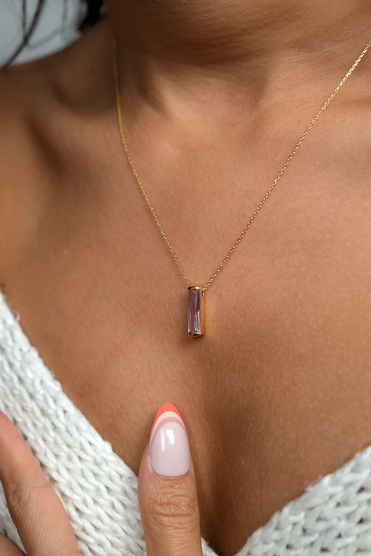 Asil 14 Ayar Pembe Taşlı Altın Kolye KLY2306