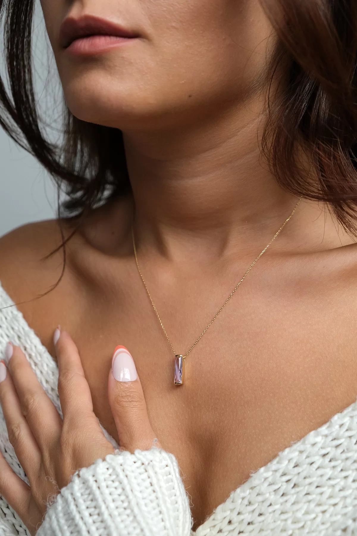 Asil 14 Ayar Pembe Taşlı Altın Kolye KLY2306