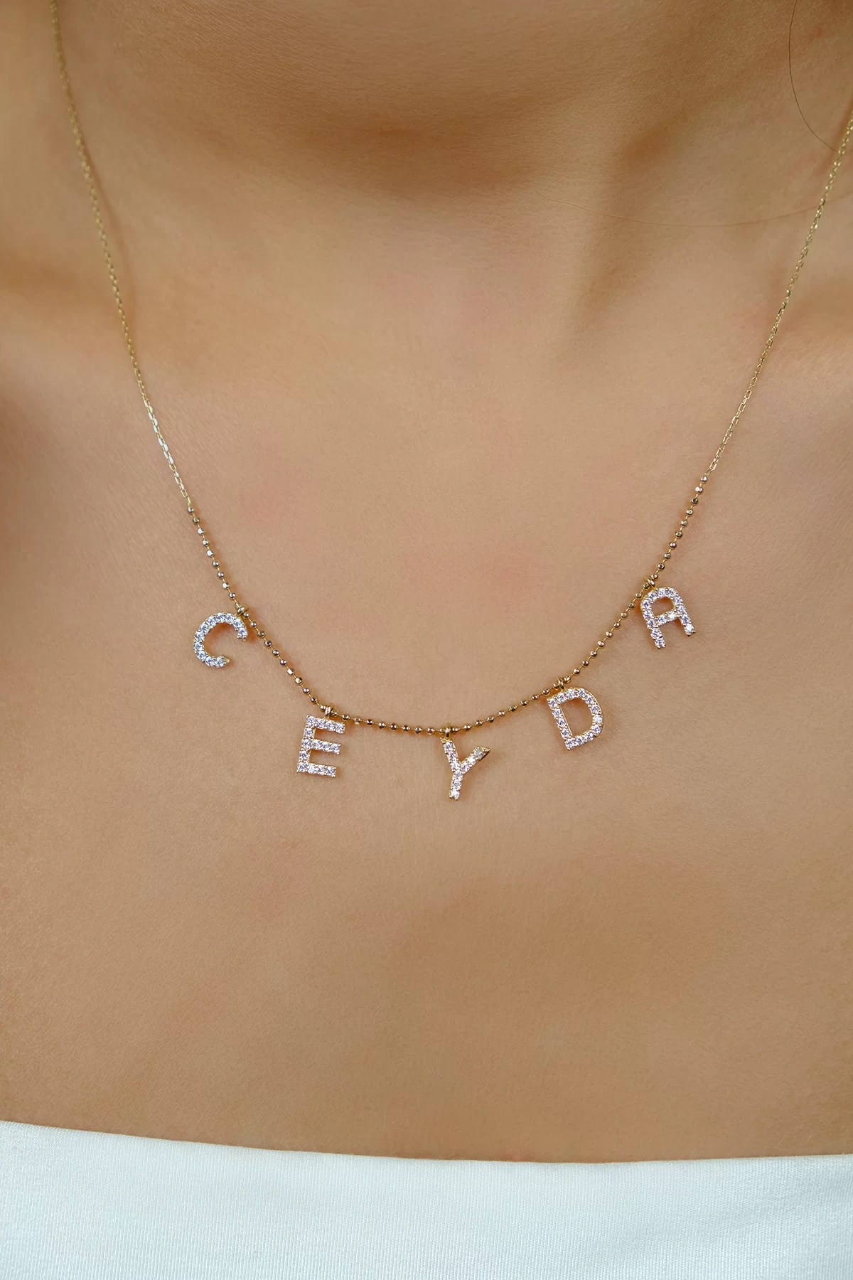 Asil 14 Ayar Ceyda İsimli Harf Altın Kolye KLY1489