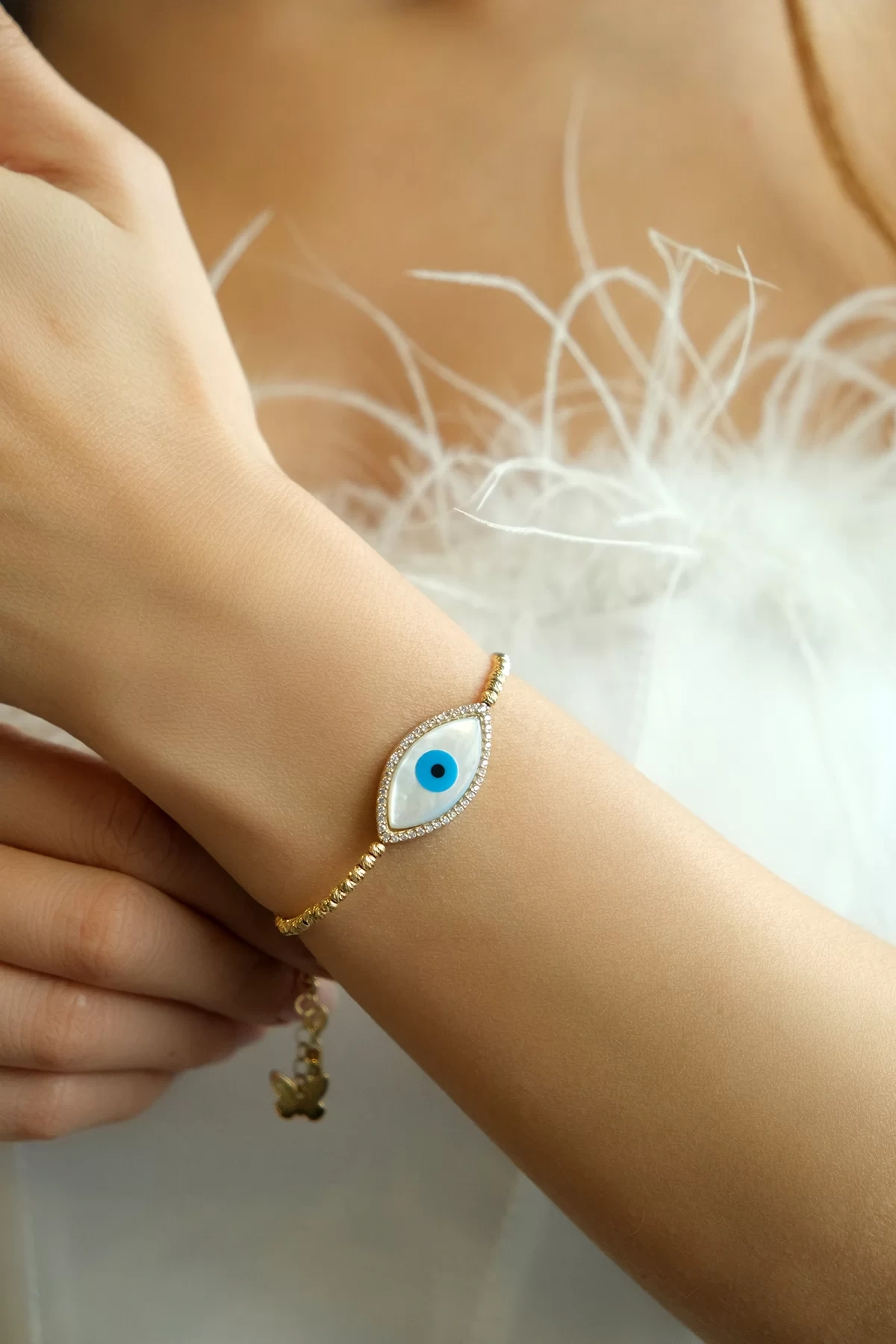 Asil 14 Ayar Dorikalı Mineli Göz Altın Bileklik BLK2077