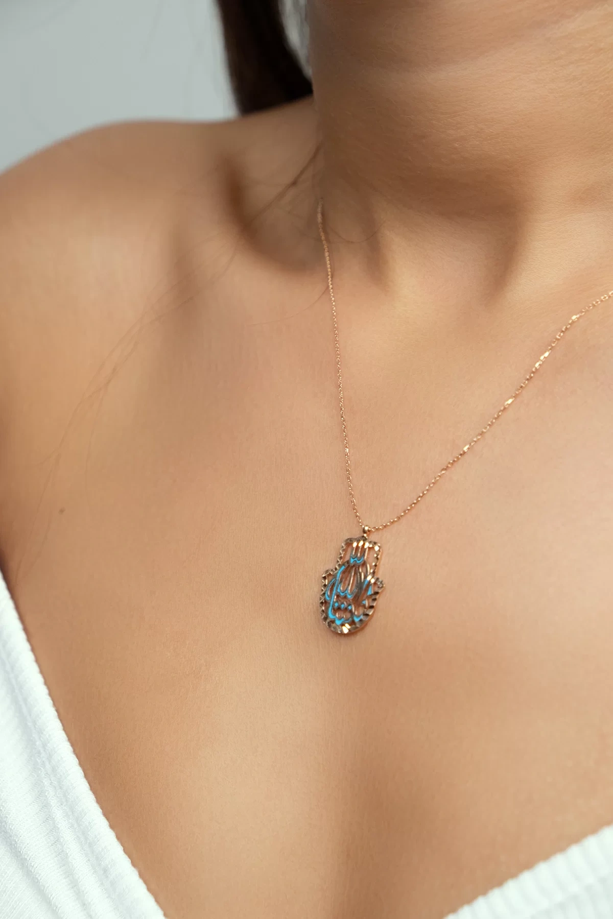 Asil 14 Ayar Dualı Fatma Ana Eli Altın Kolye KLY1235