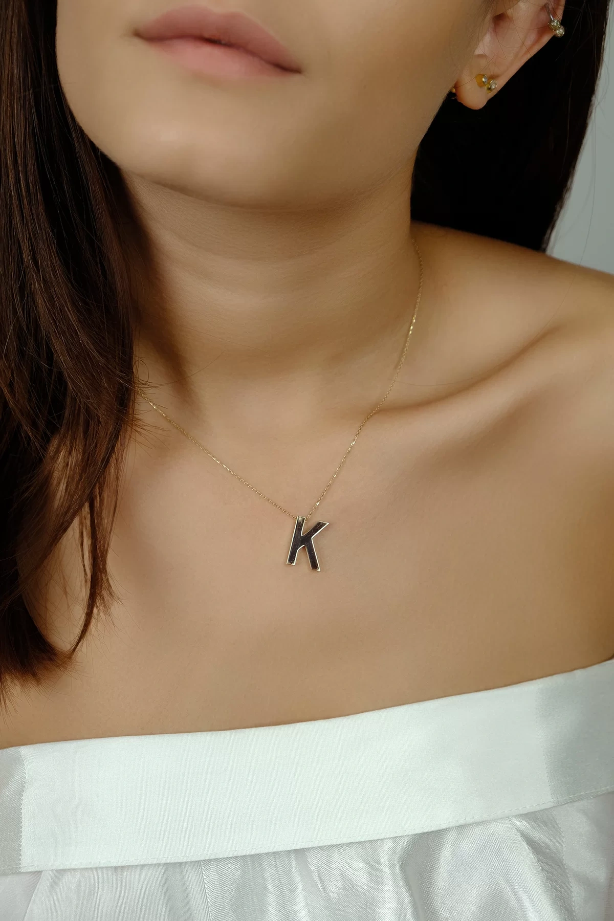 Asil 14 Ayar K Harfli Altın Kolye