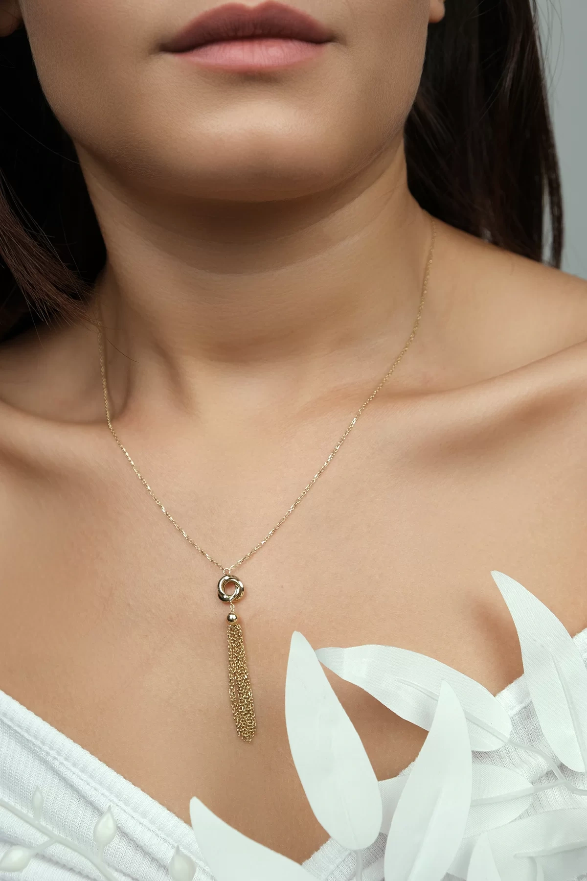 Asil 14 Ayar Sallantılı Halka Altın Kolye KLY81