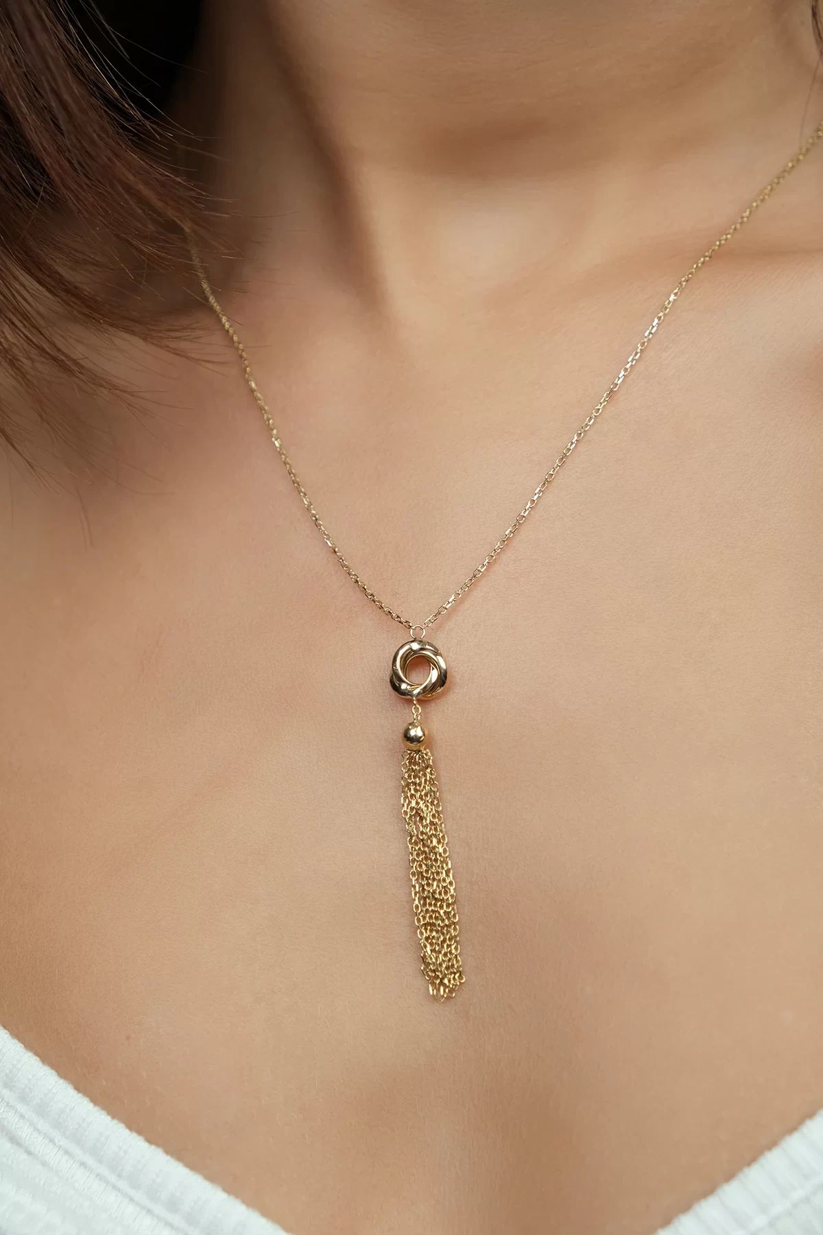 Asil 14 Ayar Sallantılı Halka Altın Kolye KLY81