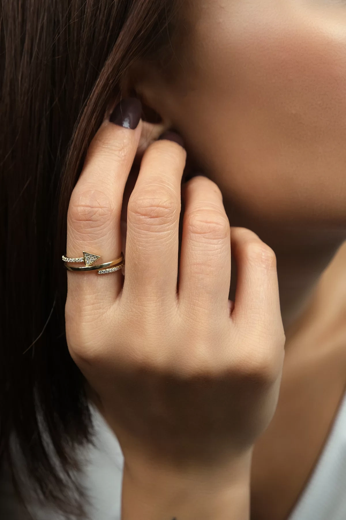 Asil 14 Ayar Taşlı Oklu Altın Yüzük YZK1902