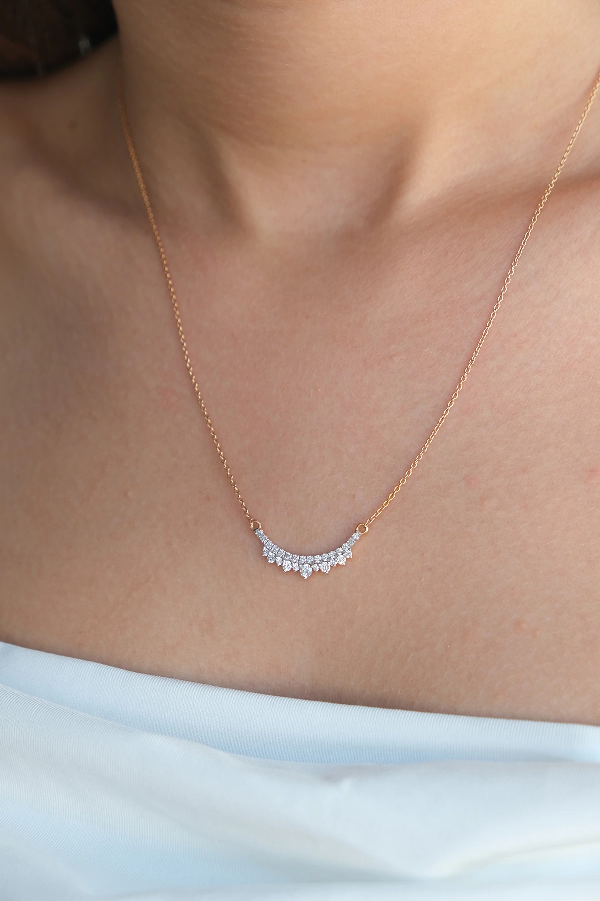 Asil Bronz Zincirli Pırlanta Kolye PIR3778