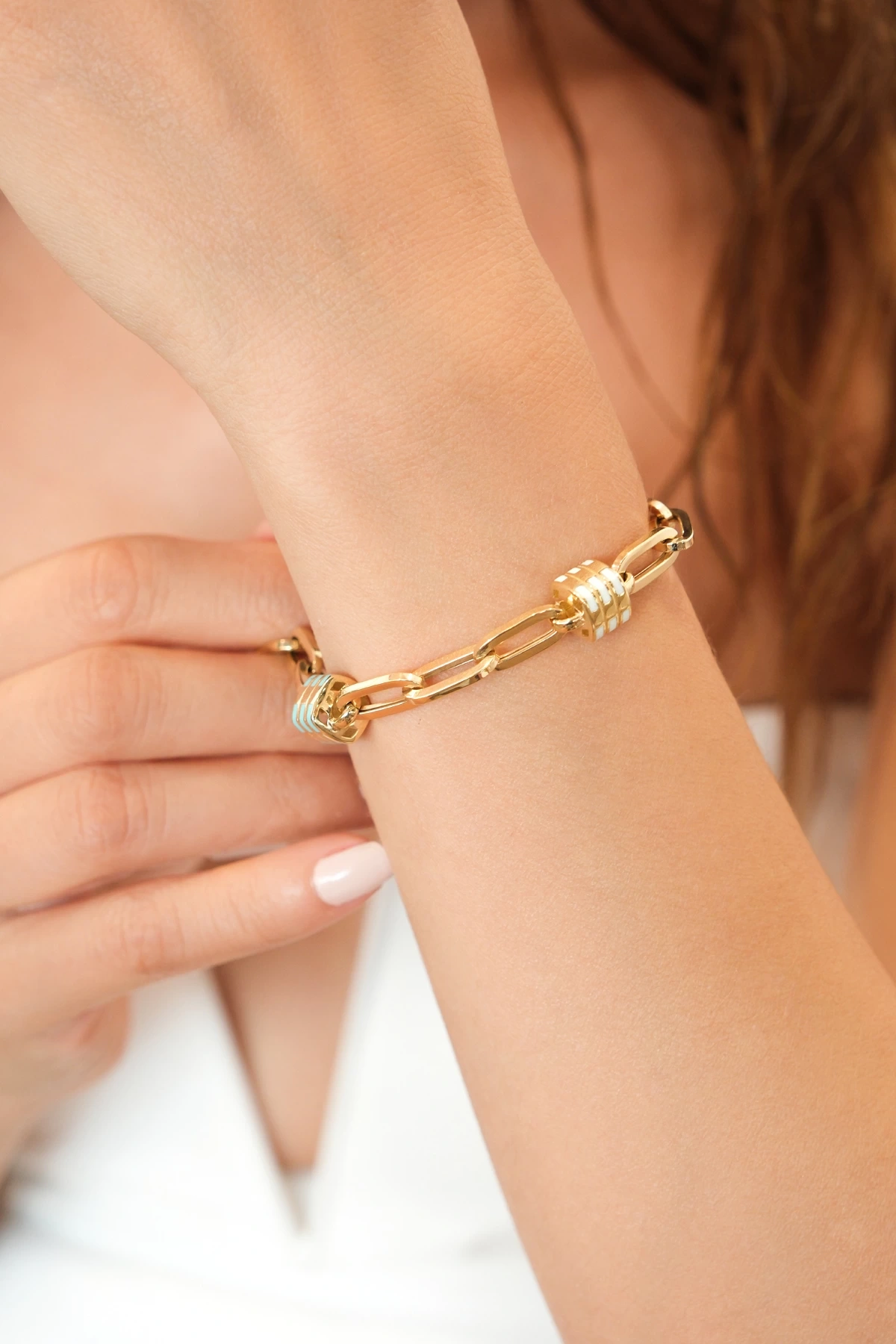 Asil 14 Ayar Mineli Küpler Altın Bileklik BLK3297