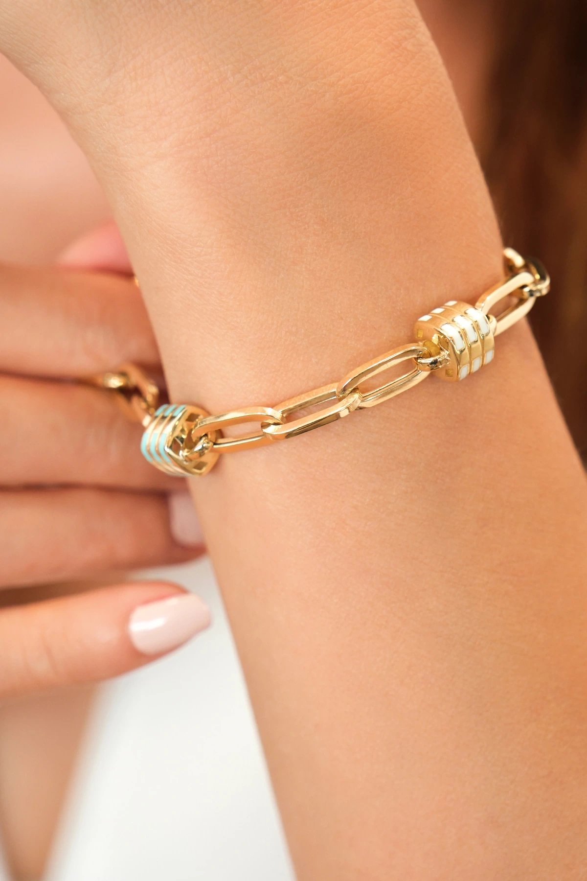 Asil 14 Ayar Mineli Küpler Altın Bileklik BLK3297