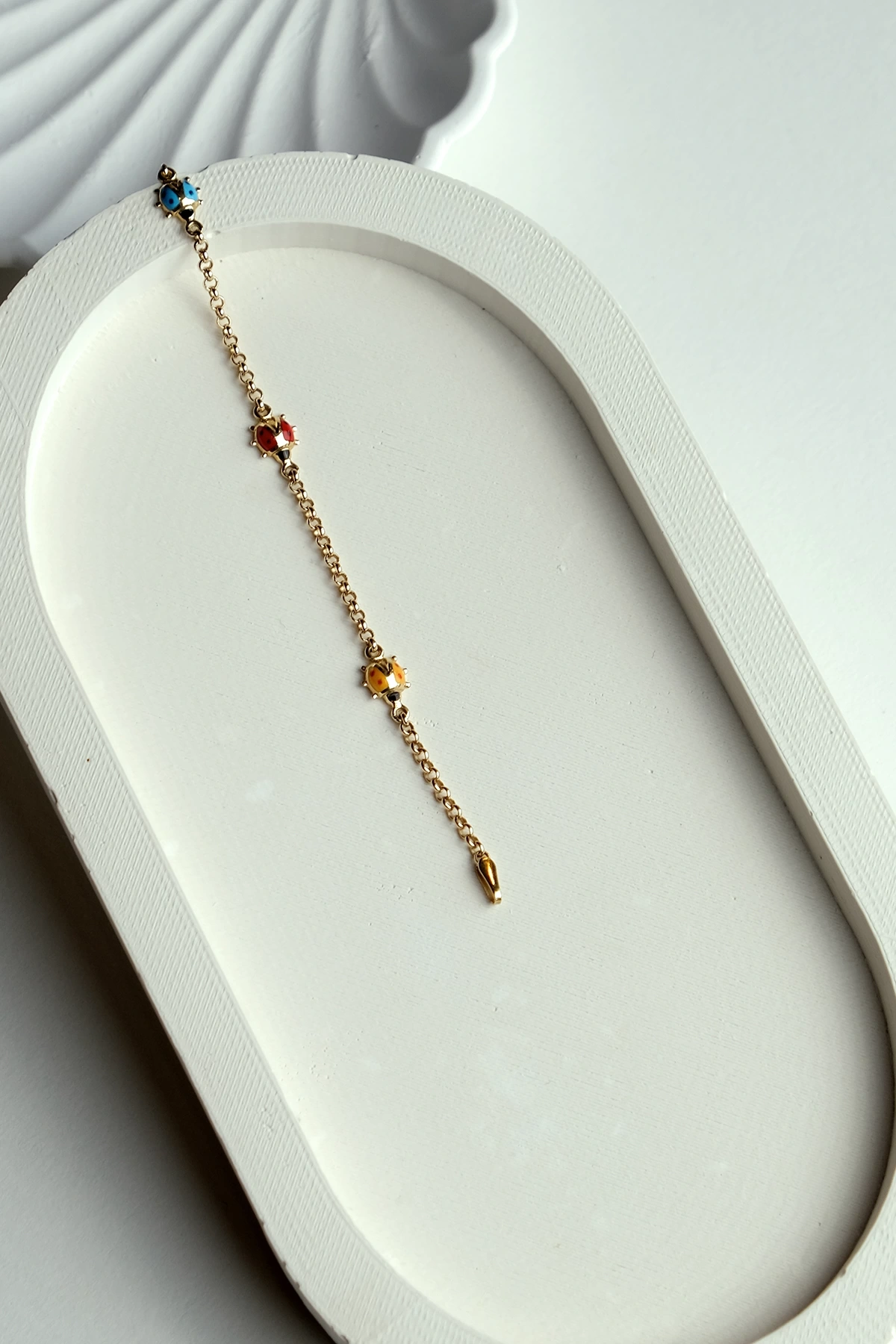 Asil 14 Ayar Uğur Böcekli Çocuk Altın Bileklik BLK3188