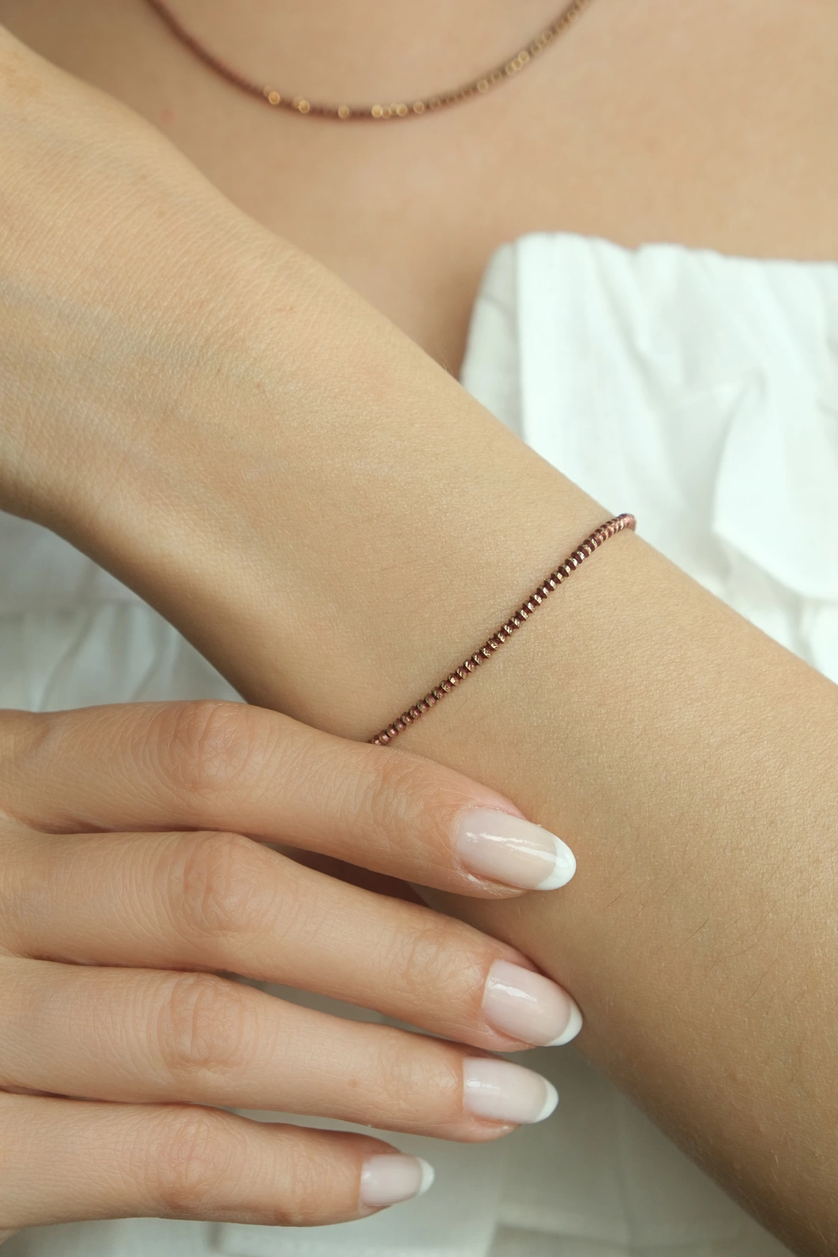 Asil 14 Ayar İtalyan Toplu Kahve Mineli Altın Bileklik BLK1754