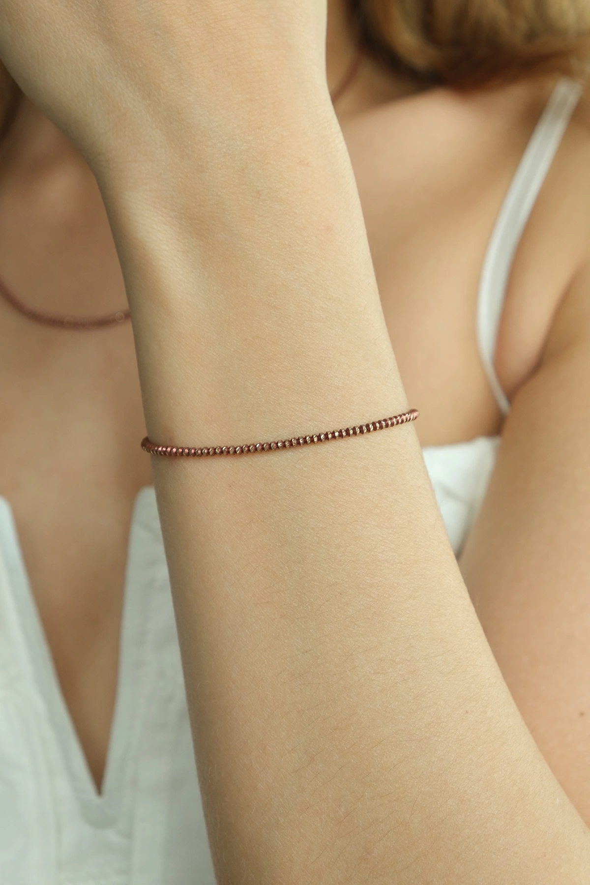 Asil 14 Ayar İtalyan Toplu Kahve Mineli Altın Bileklik BLK1754