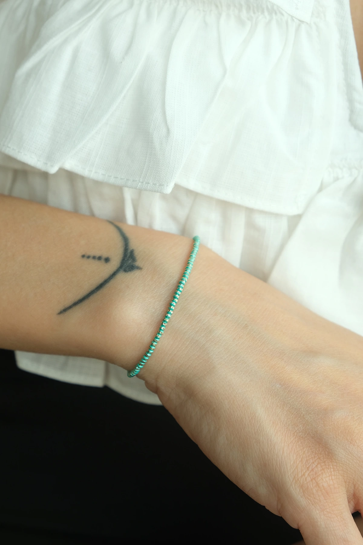 Asil 14 Ayar İtalyan Toplu Su Yeşili Mineli Altın Bileklik BLK3329