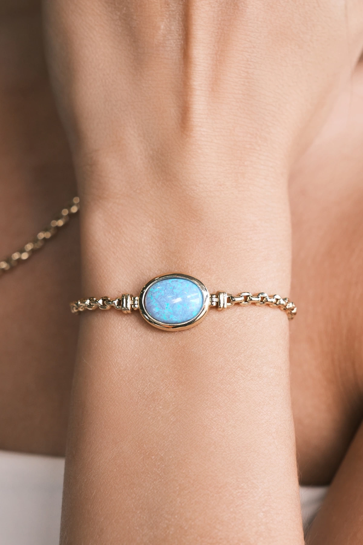 Asil 14 Ayar Opal Taşlı Altın Bileklik BLK3759