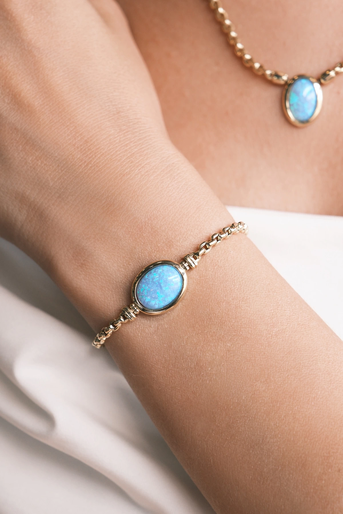 Asil 14 Ayar Opal Taşlı Altın Bileklik BLK3759