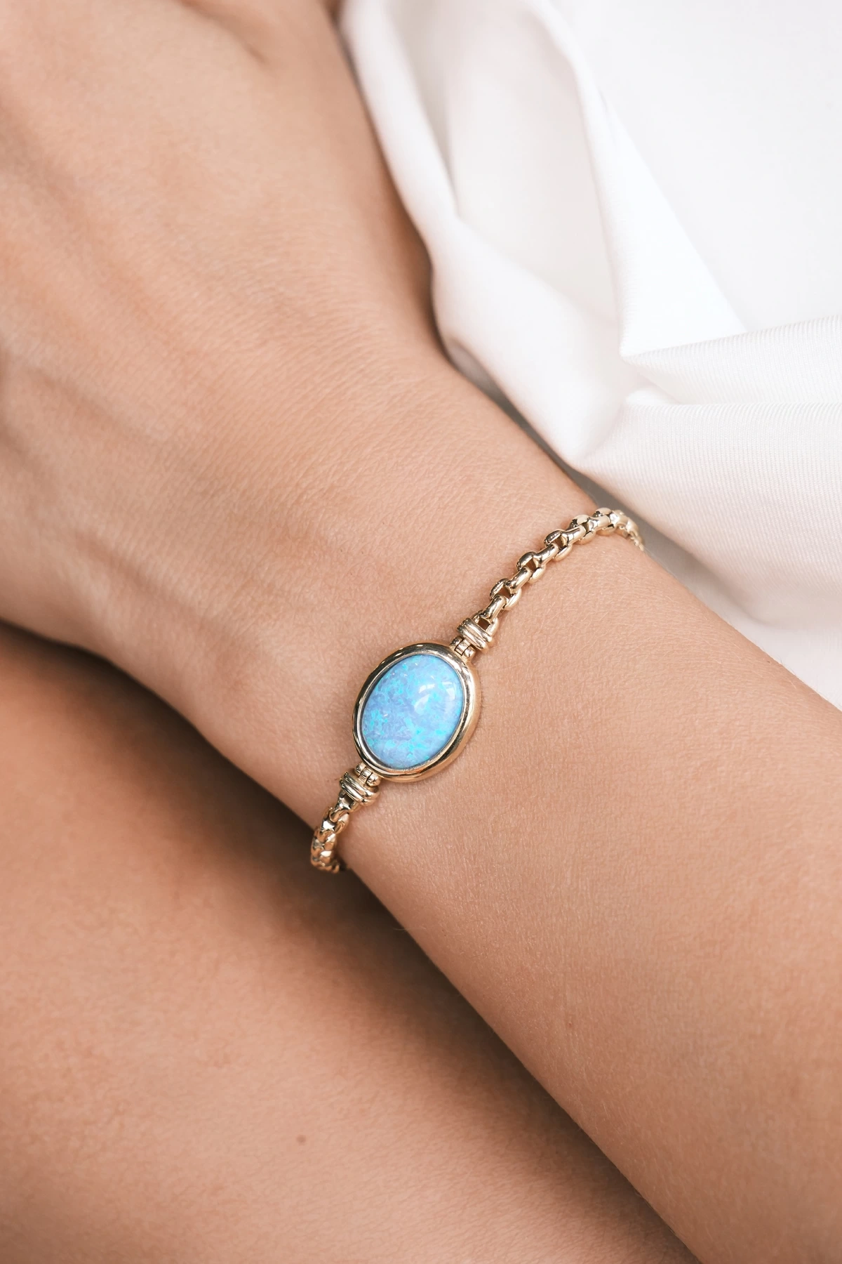 Asil 14 Ayar Opal Taşlı Altın Bileklik BLK3759