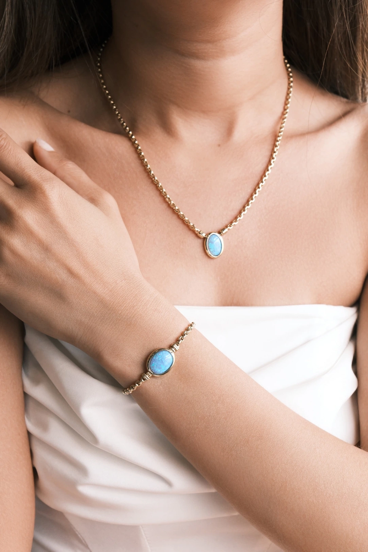 Asil 14 Ayar Opal Taşlı Altın Bileklik BLK3759