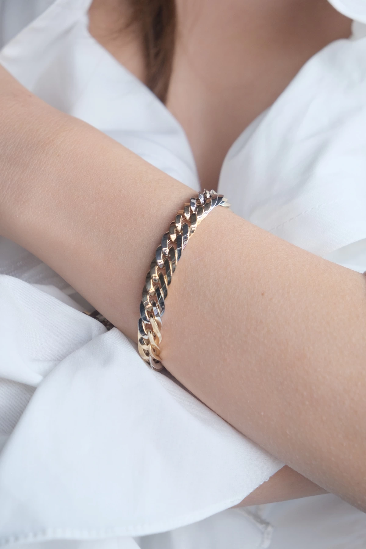 Asil 14 Ayar Çift Renk Zincir Altın Bileklik BLK5451