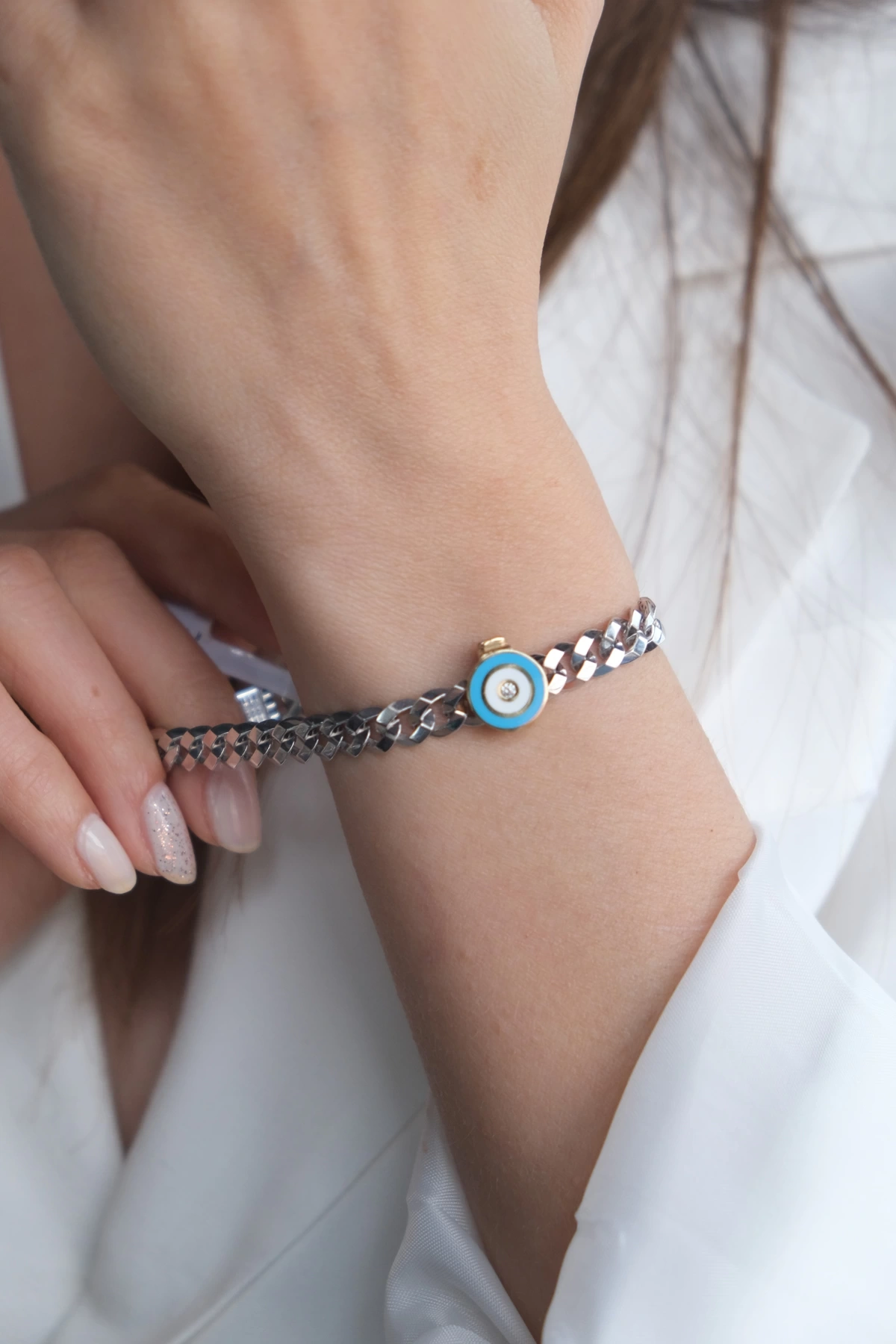 Asil 14 Ayar ÇağlaXEma Mineli Nazar Altın Bileklik Charmı CHR15