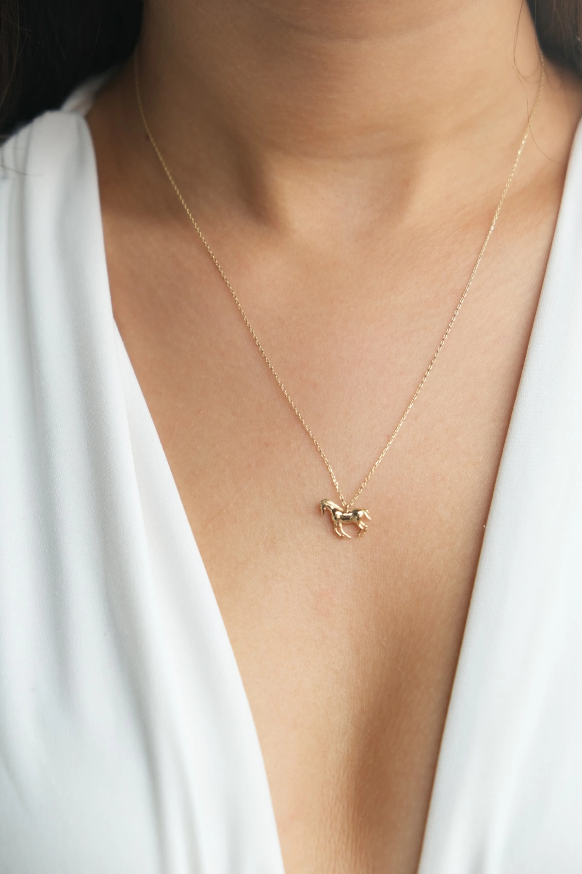 Asil 14 Ayar Atlı Figür Altın Kolye KLY3535